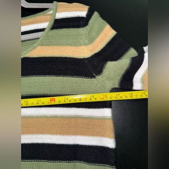 Hearts of Palm Women’s Petite Small Fall Striped Fringe Knit Sweater EUC - Picture 6 of 7